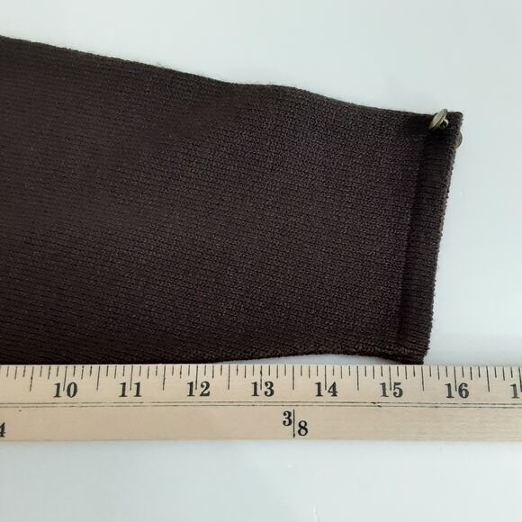 Vintage 80s Chocolate Brown Cardigan Sweater Equestrian V Neck Womens L Minimal - Picture 9 of 9